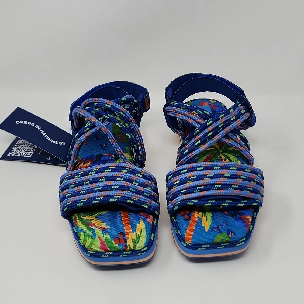 Farm Rio Blue Macaw Platform Sandals